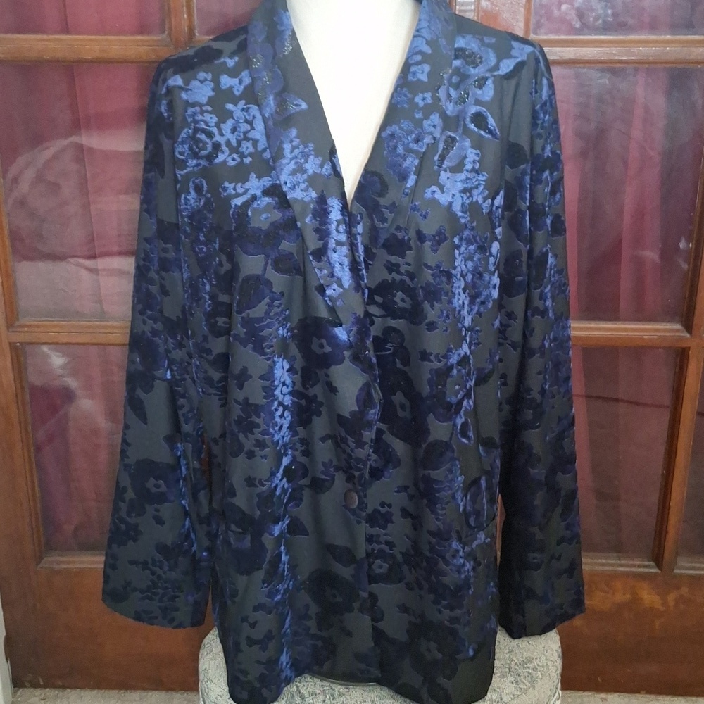 Jessica London Burn-out Velvet Formal  Blazer